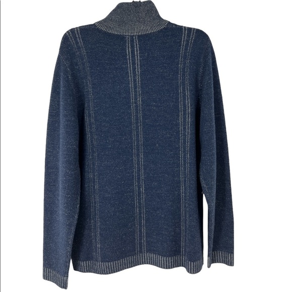 Neve quarter zip Mens Blue and White Size medium 100% Murano wool Sweater - Picture 2 of 12